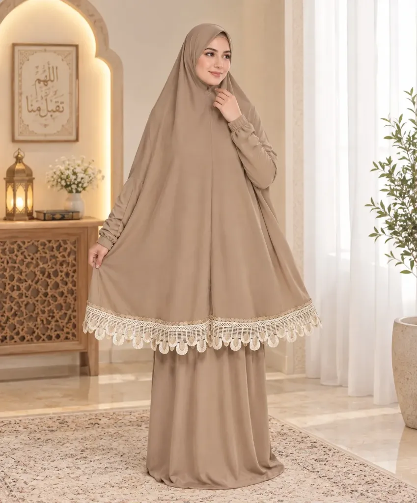  Lycra Prayer Set Lace beige -  Normal Size