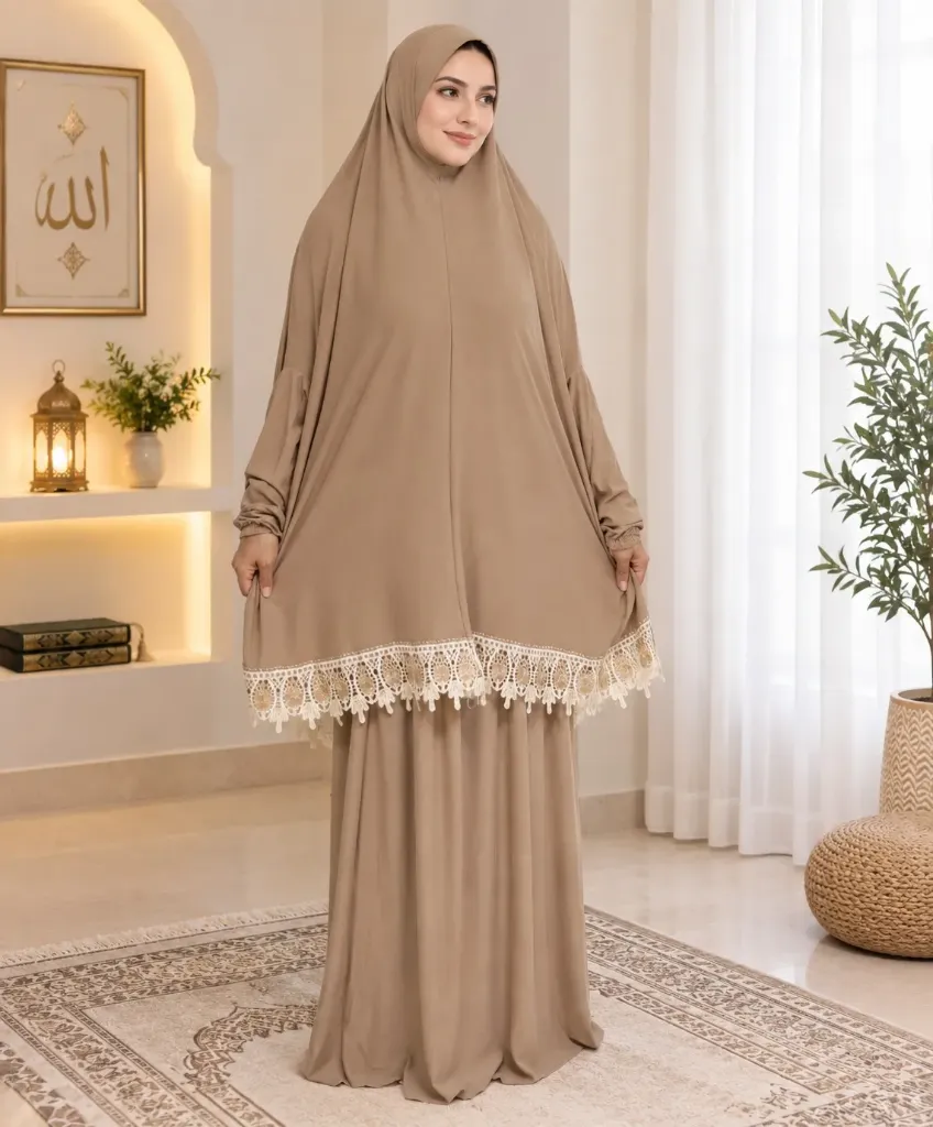 Lycra Prayer Set Lace beige -  Normal Size