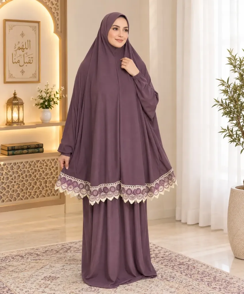 Lycra Prayer Set Lace purple - Normal Size 