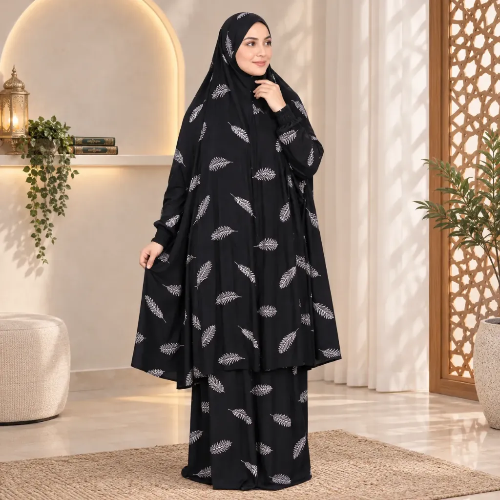 feathers pattern Prayer Set Black