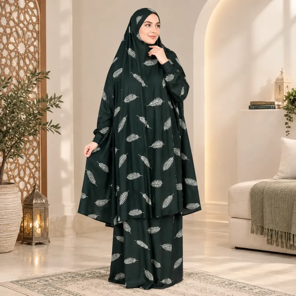 feathers pattern Prayer Set Dark Green 