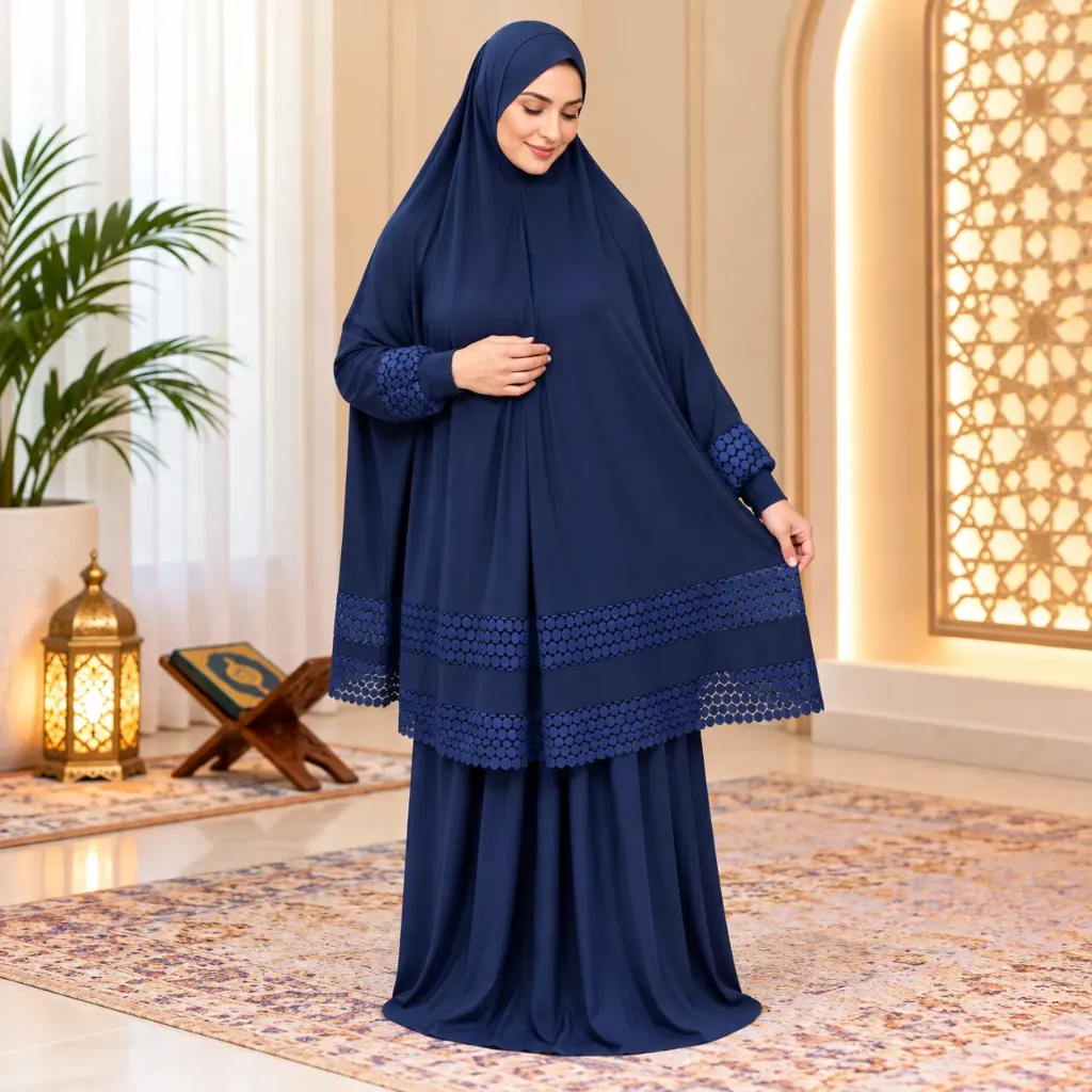 Double Lace Navy Blue prayer set 