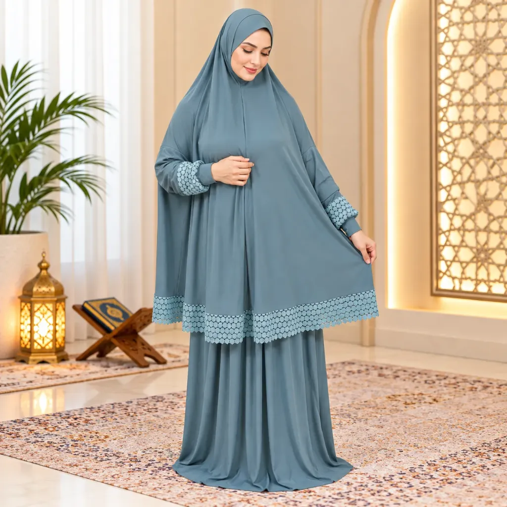 Lace Aqua blue prayer set 