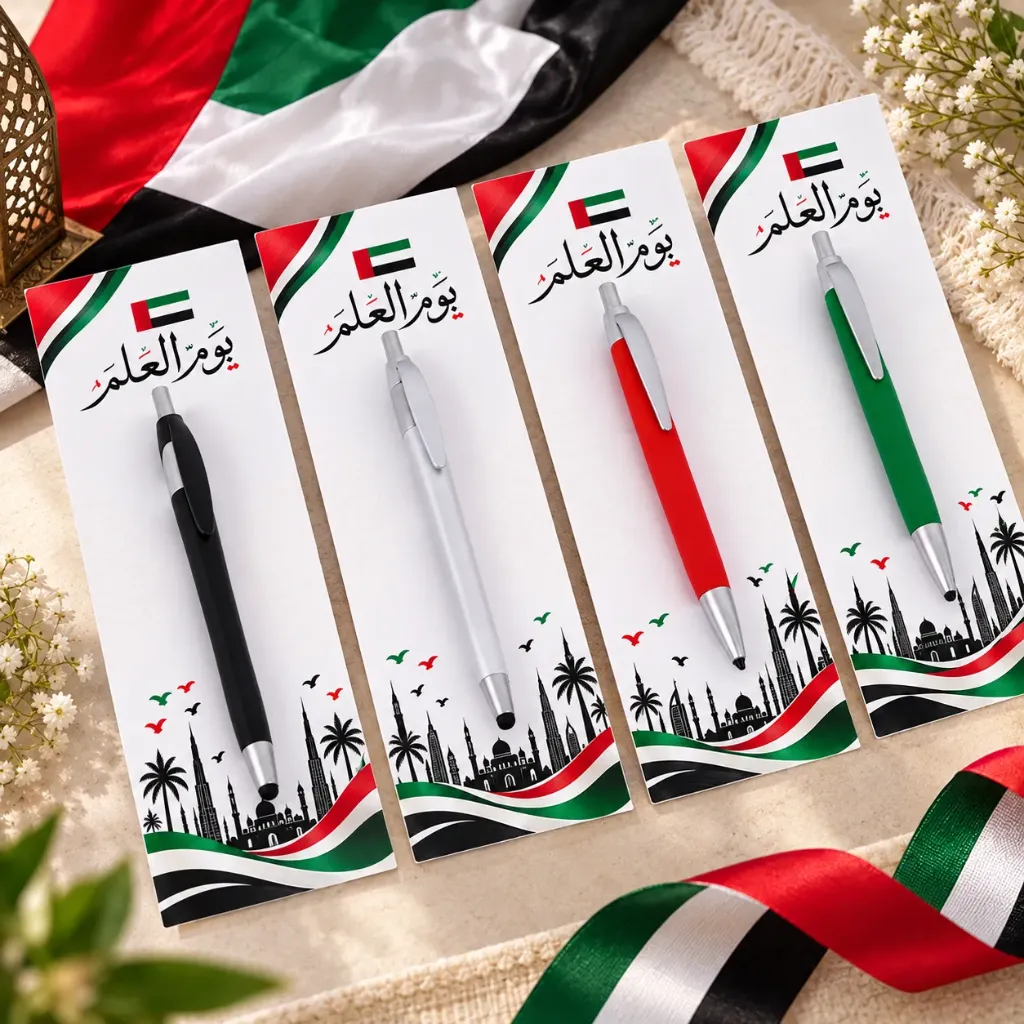 UAE Flag Day Pen Gift Set – 4 Pieces with Decorative Cards