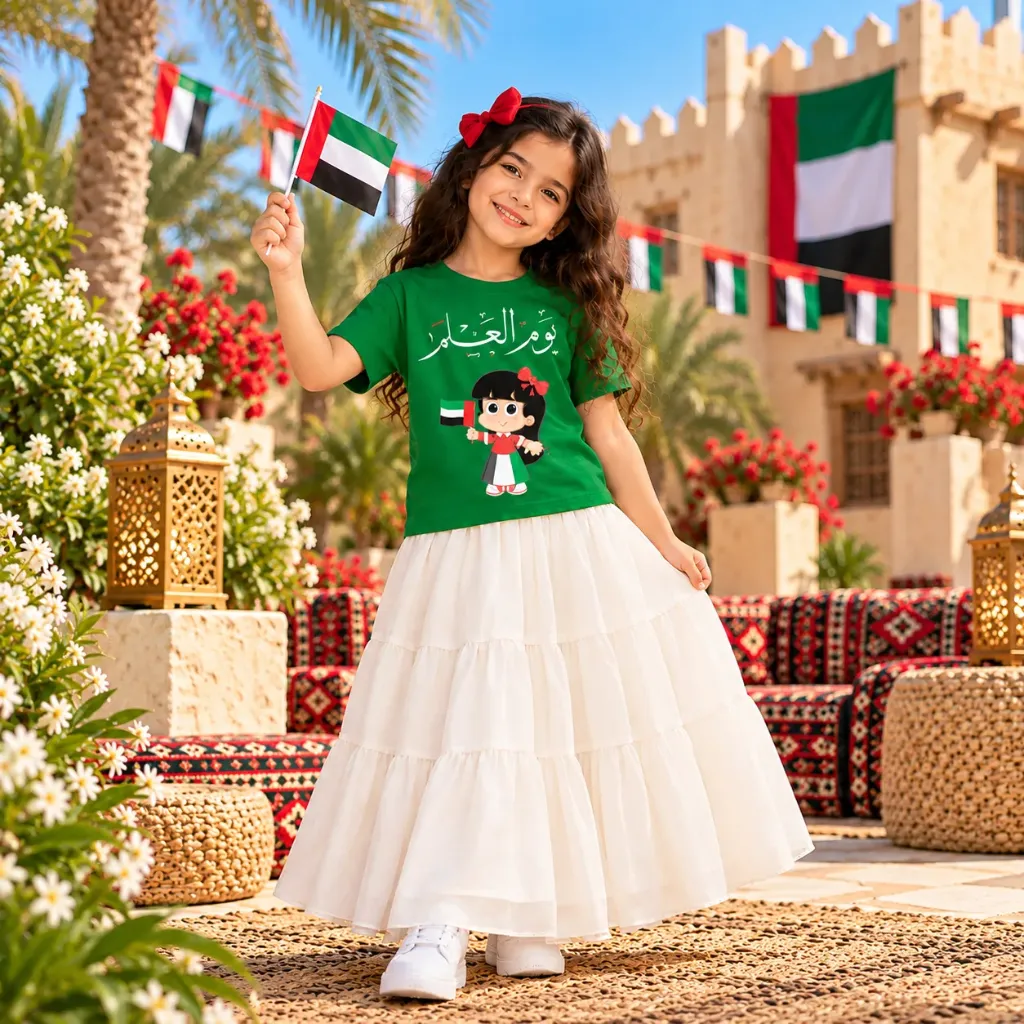 Green UAE Flag Day & National Day Kids T-Shirt 