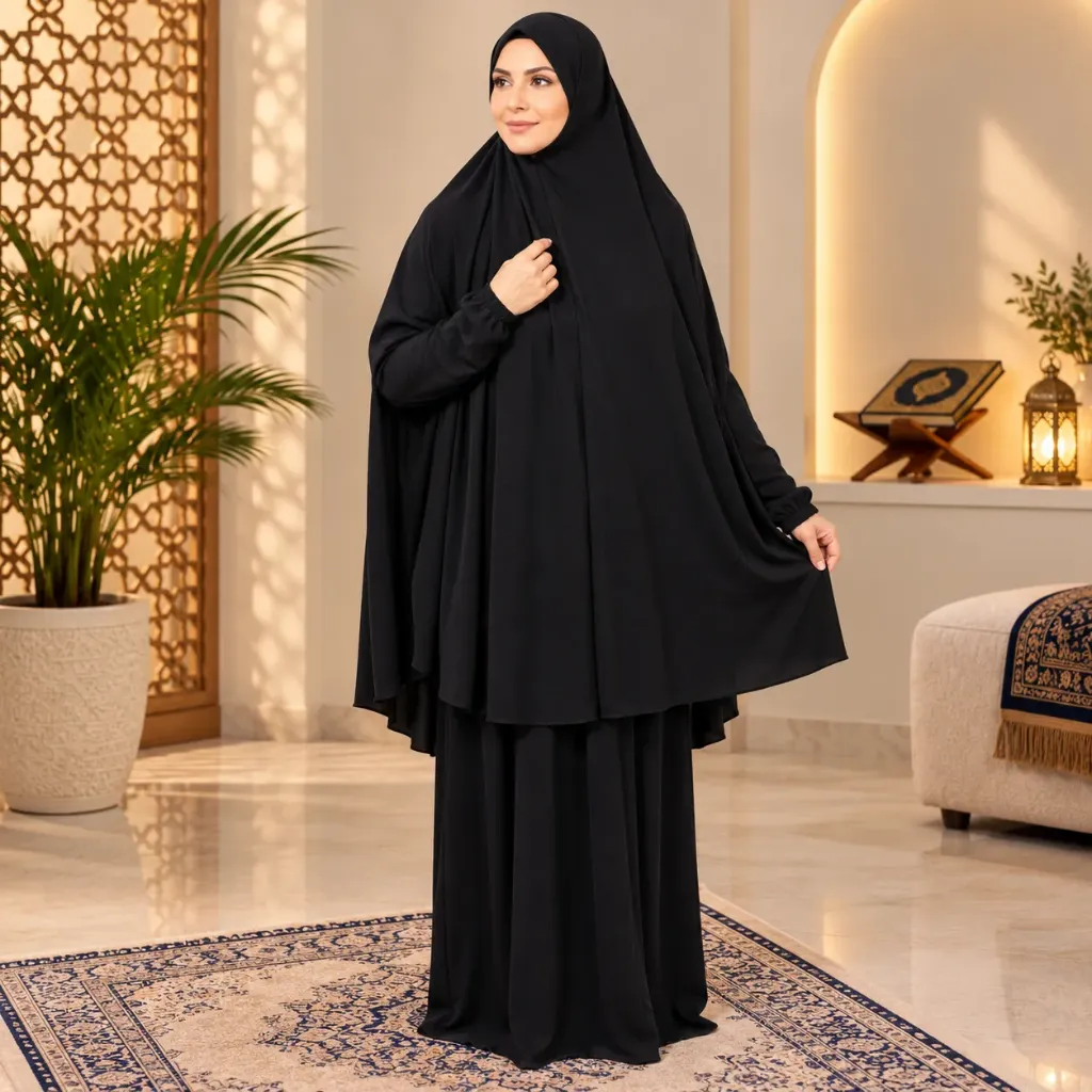 Plain Crepe Prayer Set Black 