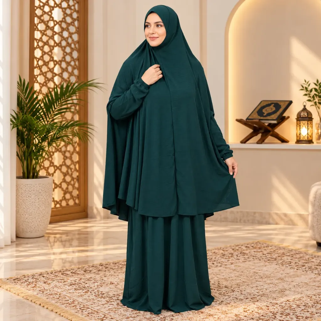 Plain Crepe Prayer Set Green