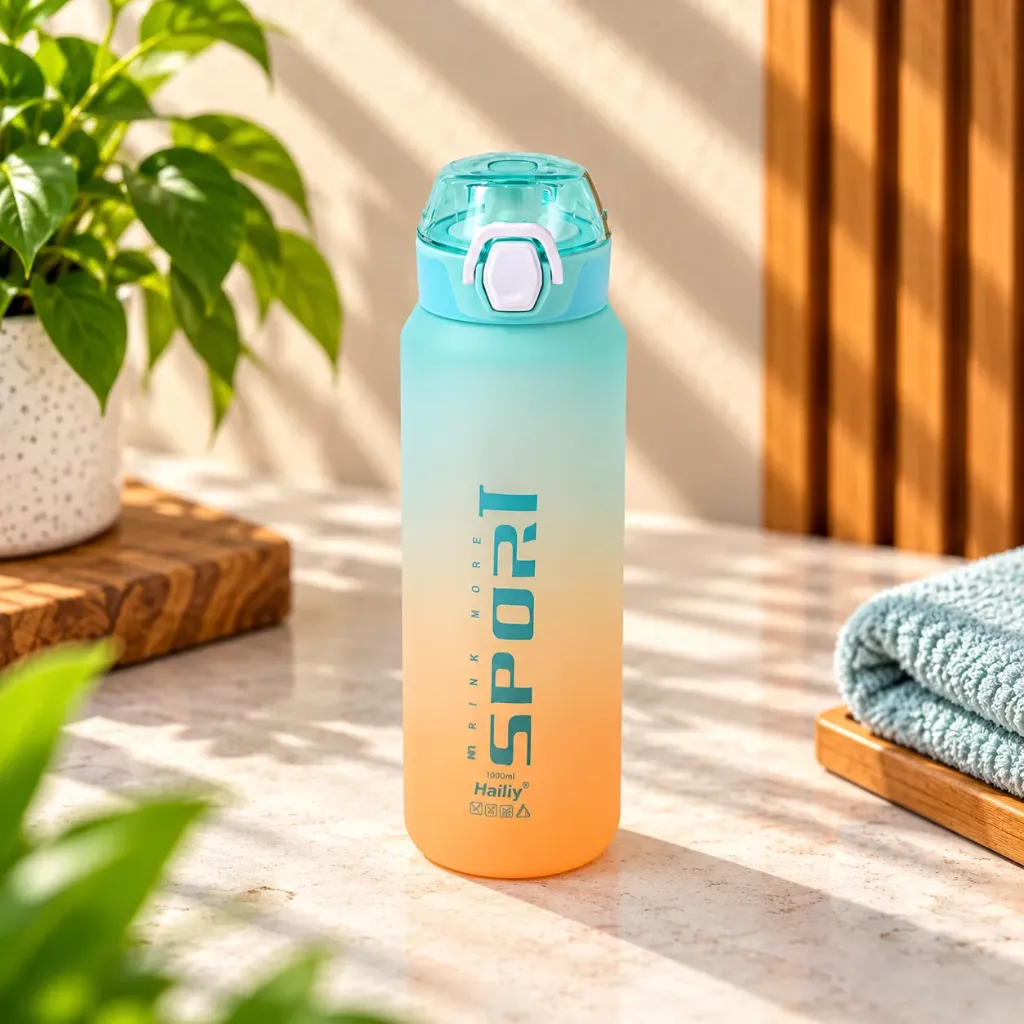 Gradient Sport Water Bottle 1000ml – Aqua & Peach