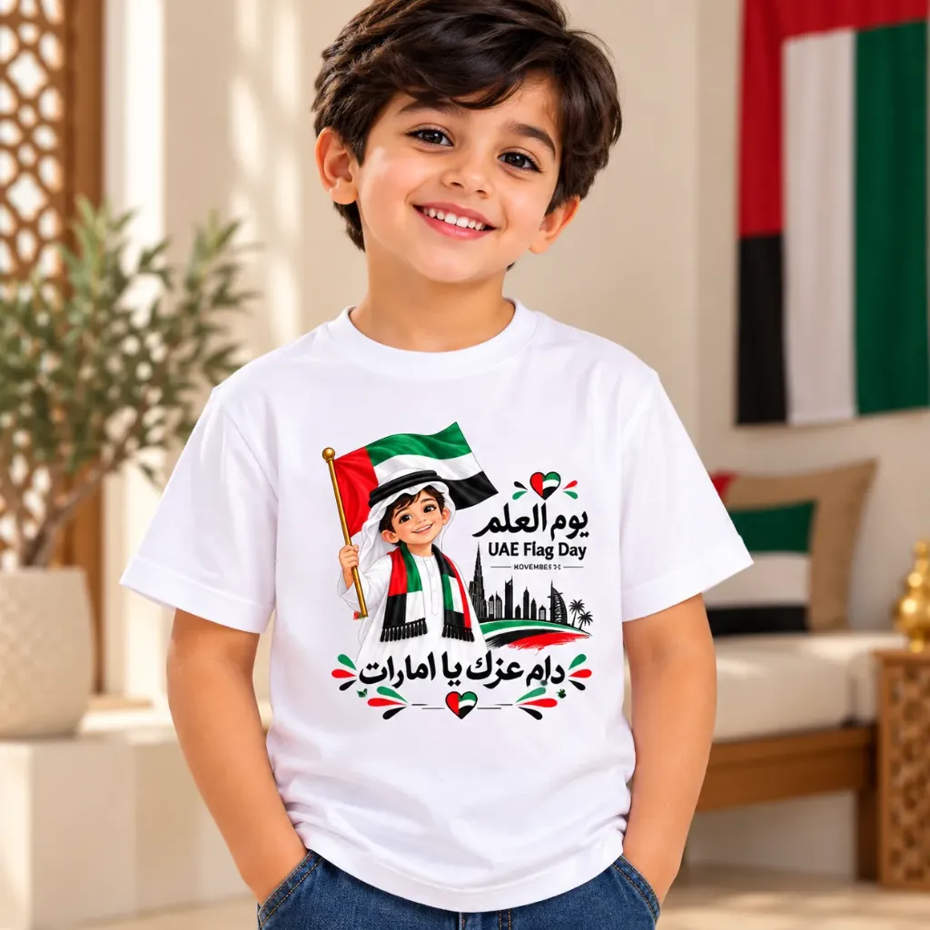white UAE Flag Day & National Day Kids T-Shirt