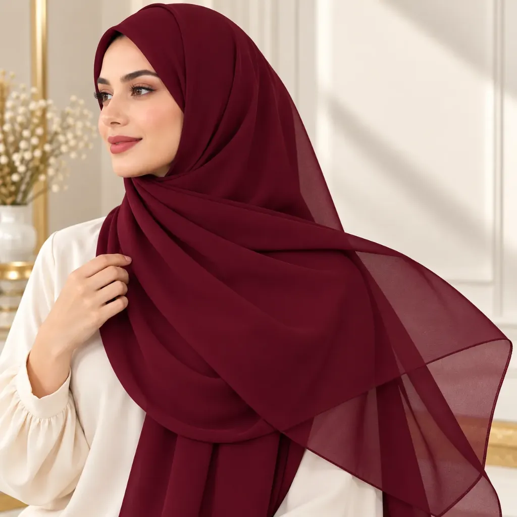 Marron Chiffon Hijab Shawl 