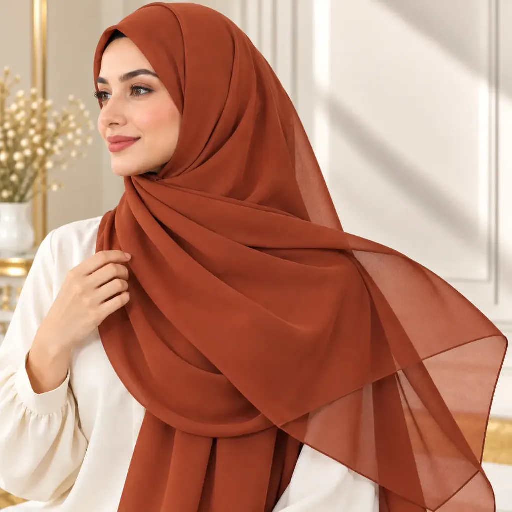  Terracotta Chiffon Hijab Shawl 