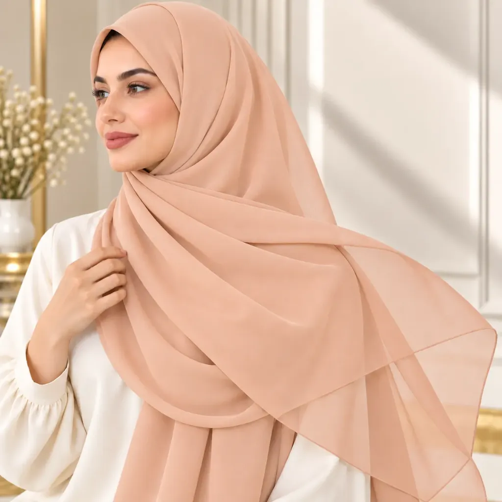 Peach Chiffon Hijab Shawl