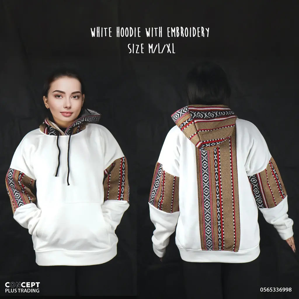Embroidered White Hoodie