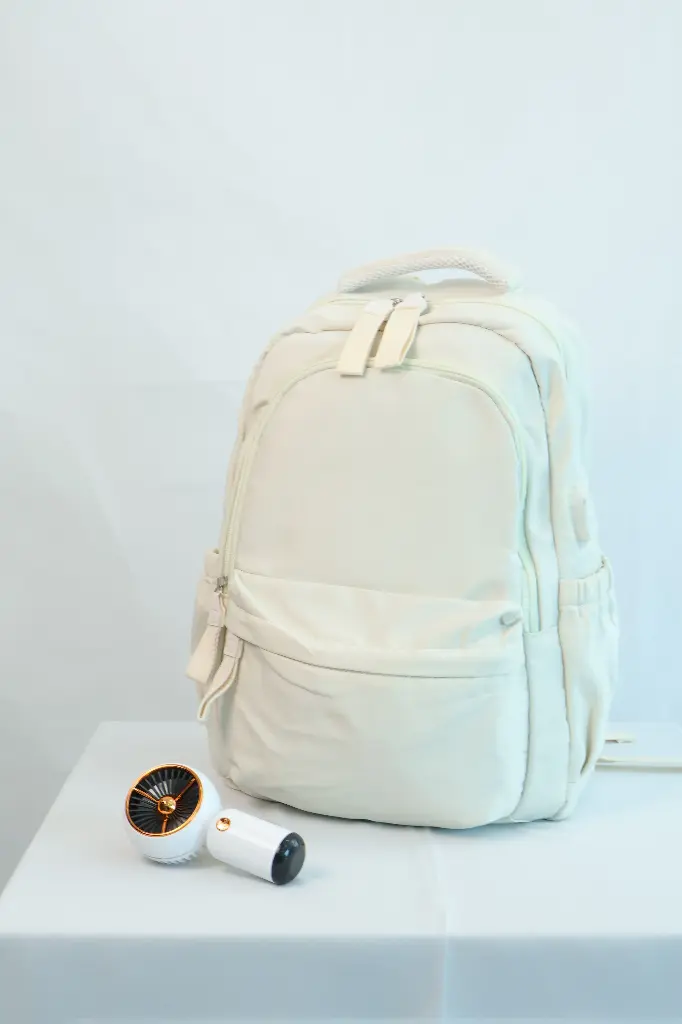 Backpack With USB Cable ( light Beige color ) 