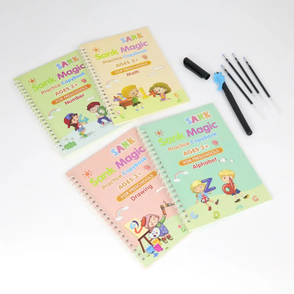  Educational Magic Books set with Magic erasable pens for preschool kids ages +3 years old