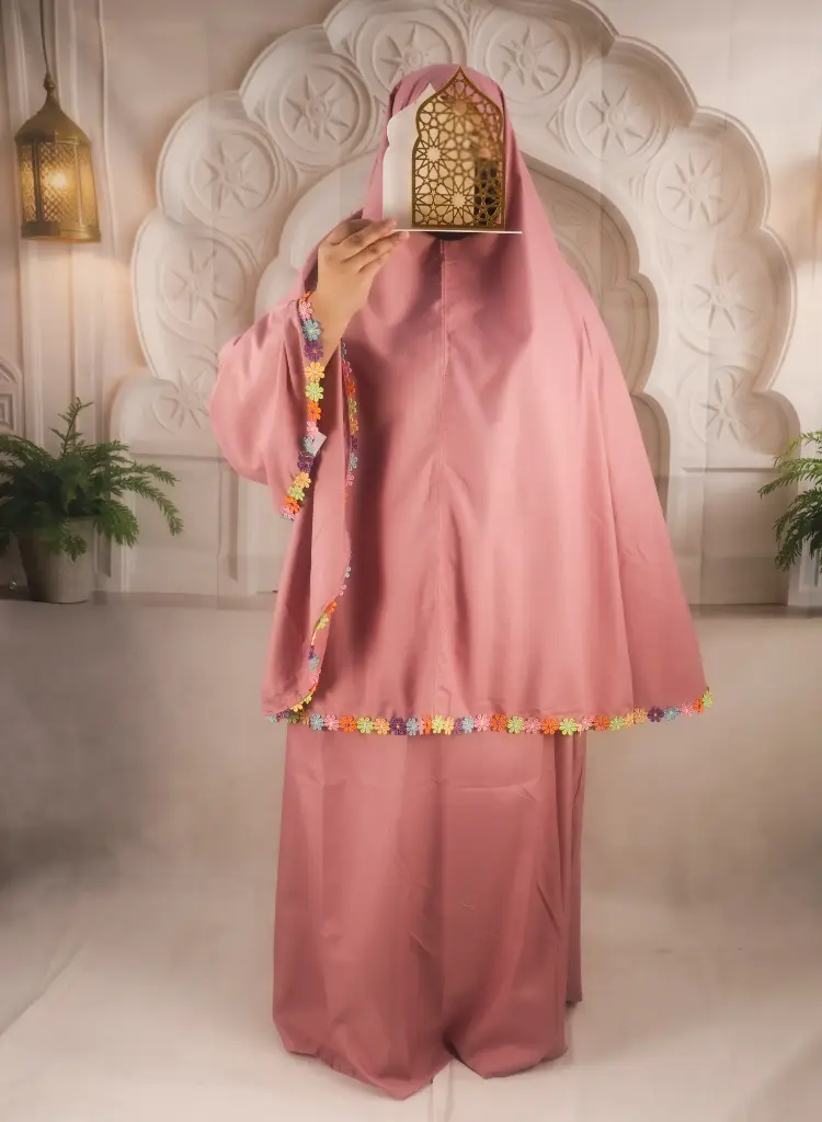Flower Cotton Prayer set - Dark Pink