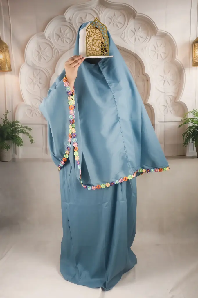 Flower Cotton Prayer set - Blue
