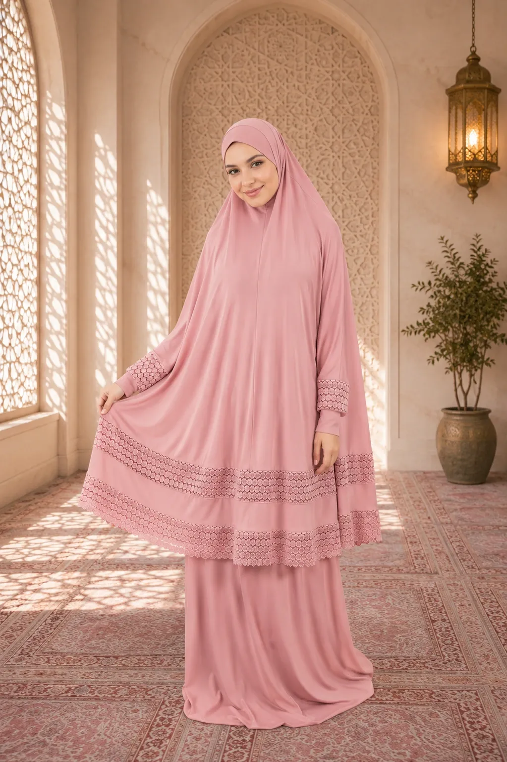 Double Lace Pink prayer set