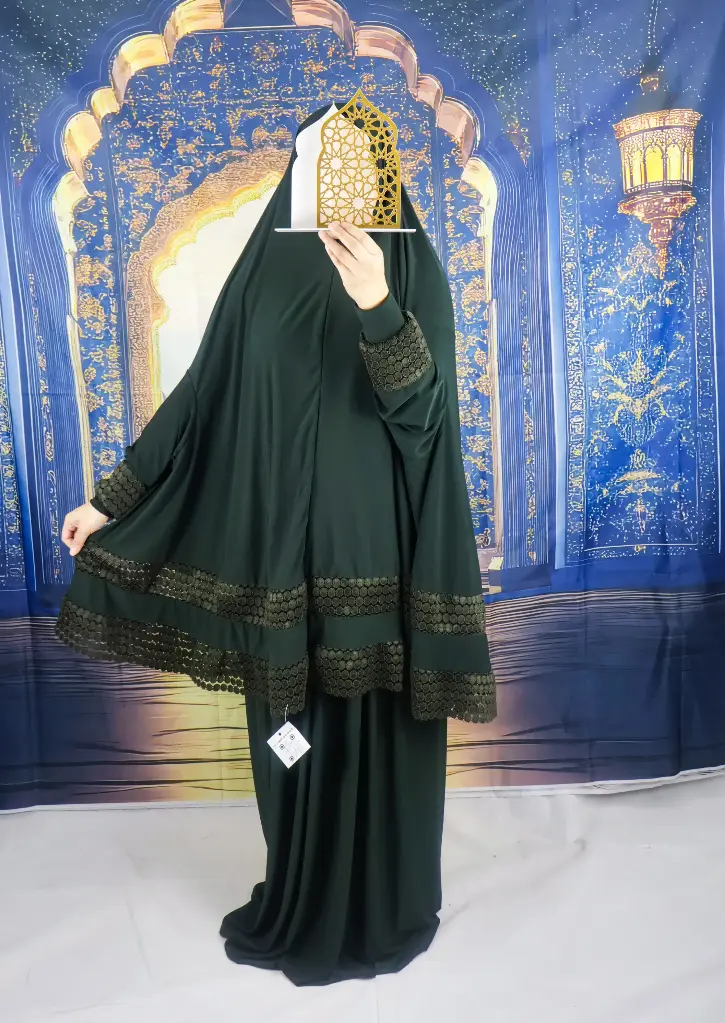 Double Lace Dark Army Green prayer set