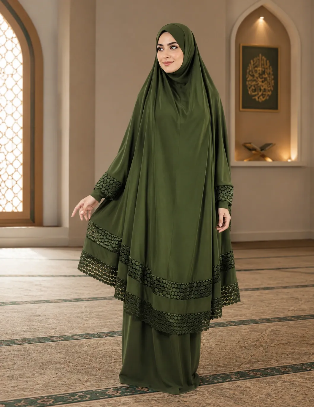 Double Lace Army Green prayer set