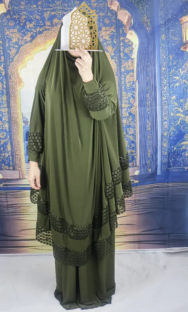 Double Lace Army Green prayer set