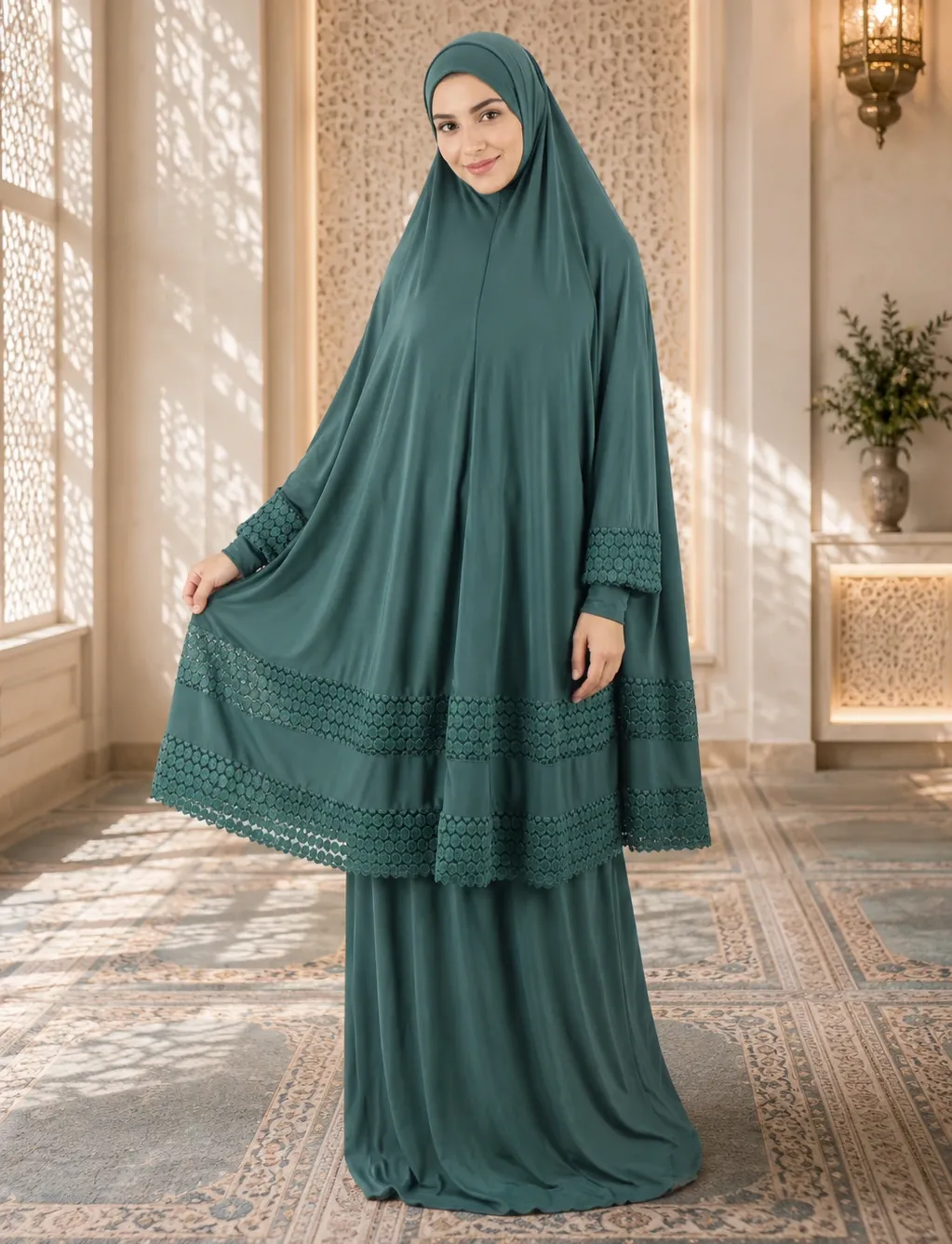 Double Lace Petrol color prayer set