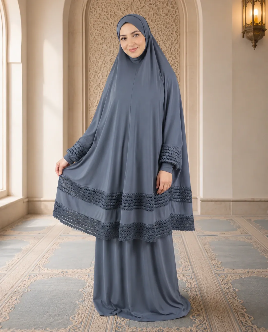 Double Lace Indigo Navy prayer set