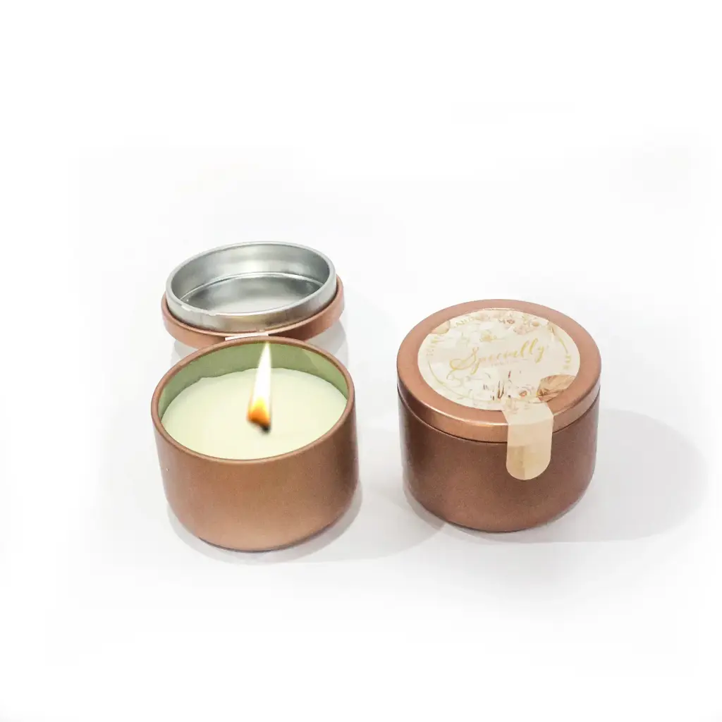 Metal Small Candle Brown Color