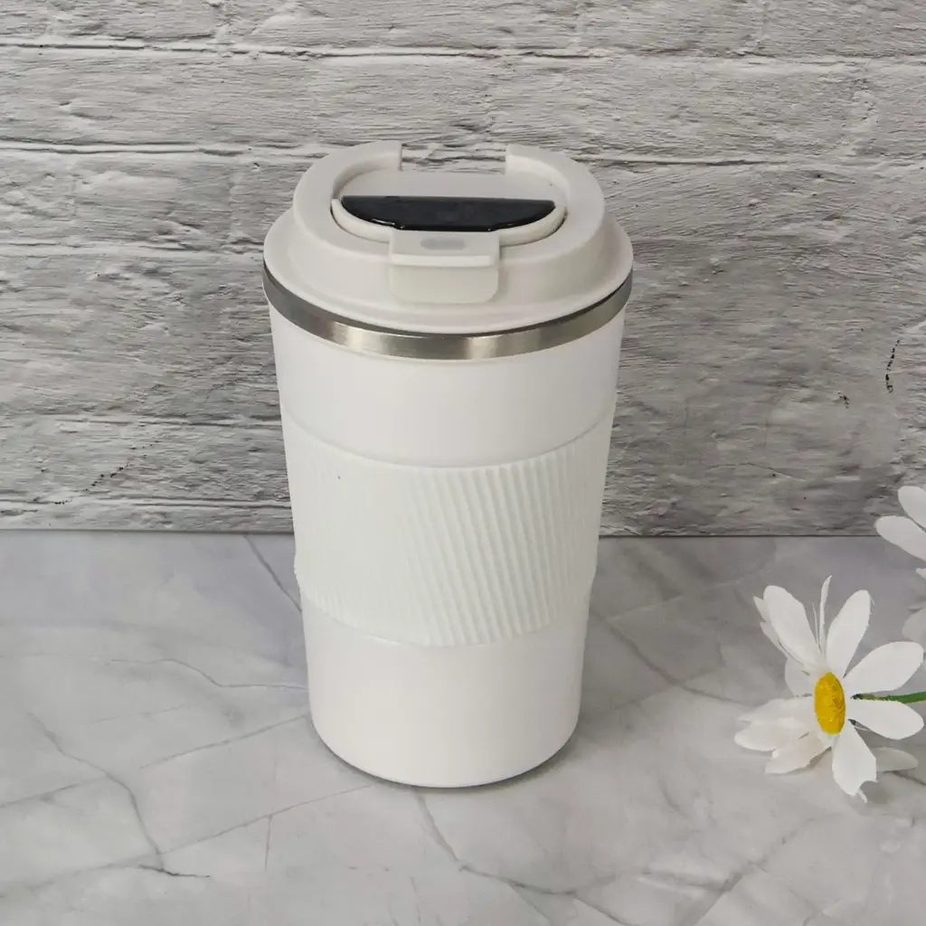 Smart Temperature Stainless Steel Coffee Cup with Digital Display (white)