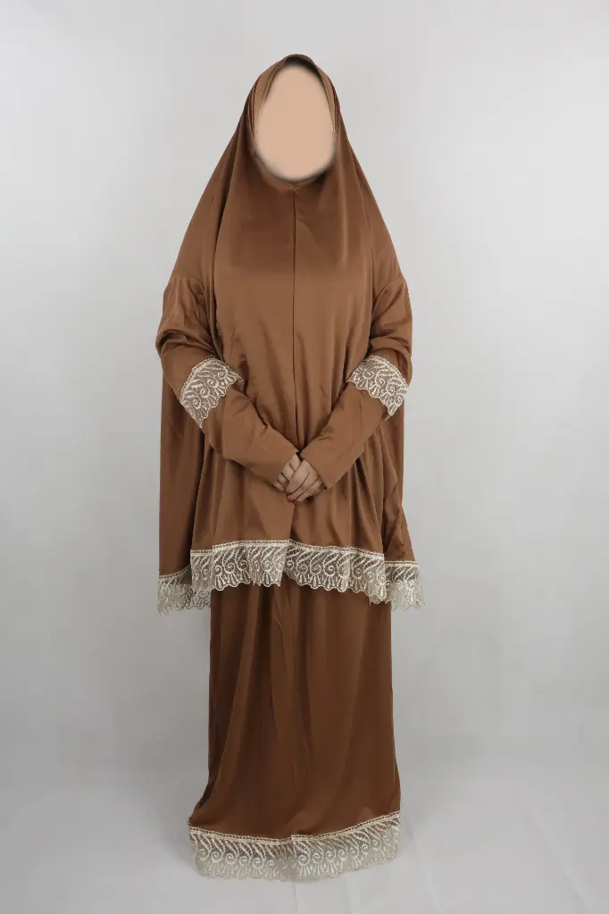 Brown lace prayer set Made in Türkiye