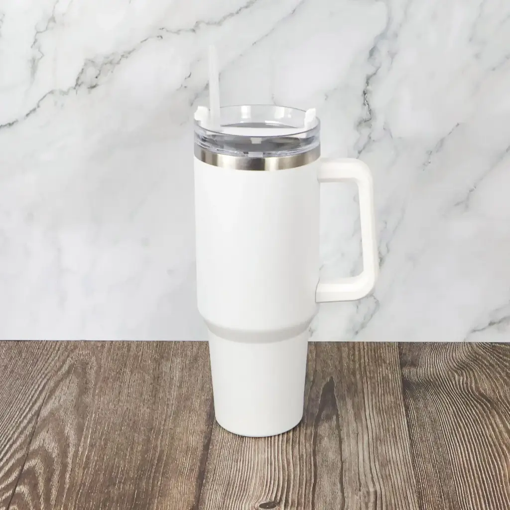 Tumbler with Handle and Straw Lid, Stainless Steel 