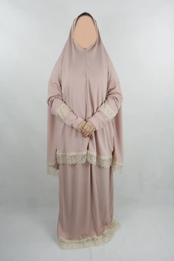 Dark Pink lace prayer set Made in Türkiye 