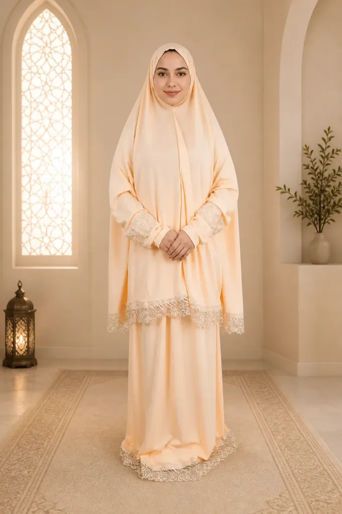 Light beige lace prayer set Made in Türkiye  