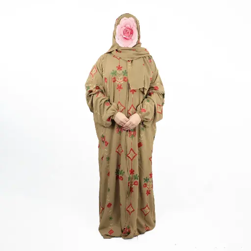 Brown Embroidery prayer set one piece