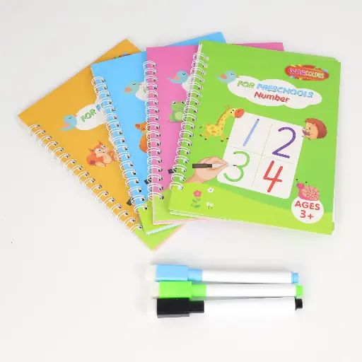  Educational Magic Books set with Magic erasable pens for preschool kids ages +3 years old