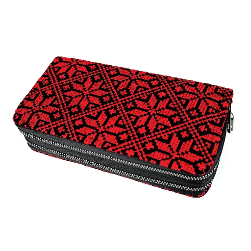 Embroidered Wallet with zippers