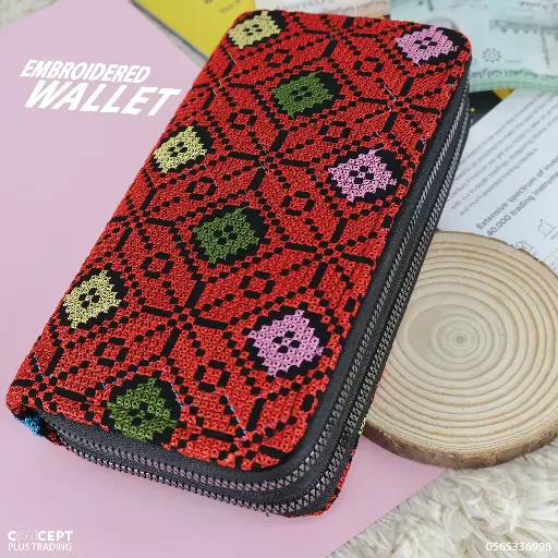 Embroidered Wallet with zippers