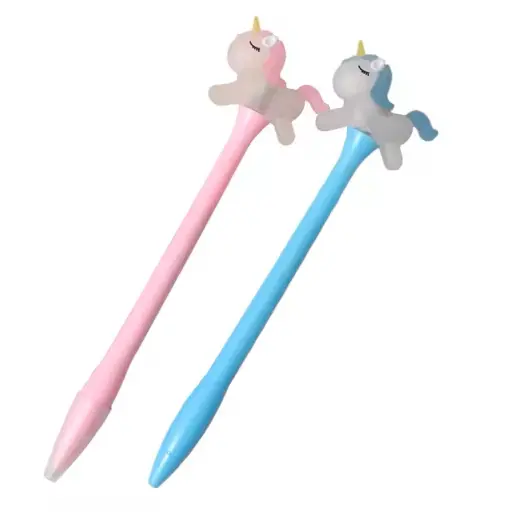 Horse Children Stationery Multicolor Fluent Writing Ball Point Pen For Kids (set 2 pce sky blue and pink)