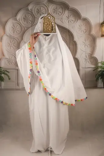 Flower Cotton Prayer set - White