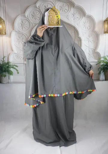 Flower Cotton Prayer set - Dark Gray