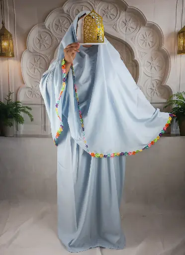 Flower Cotton Prayer set - Light Blue