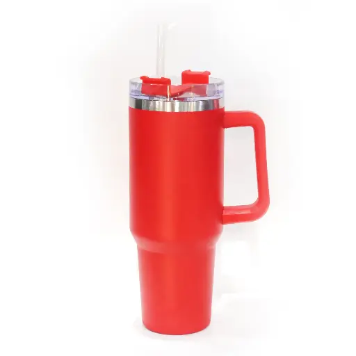 Tumbler with Handle and Straw Lid, Stainless Steel 