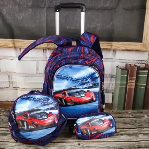  Red Car Trolley Bag Set 3 Pcs  
