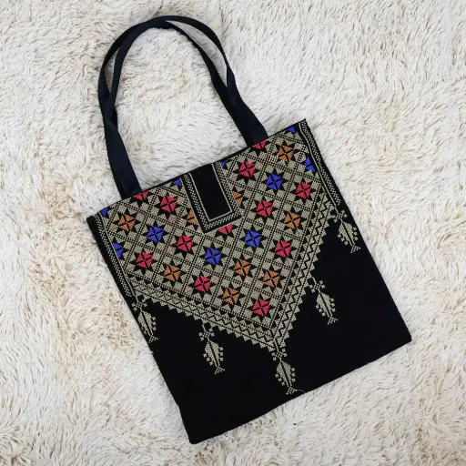 Embroidered Tote Bag with Zipper  