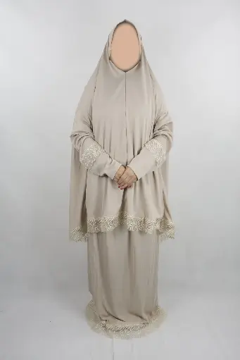 Dark beige lace prayer set Made in Türkiye 
