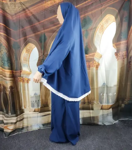 white lace prayer set - royal blue