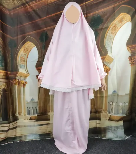  white lace prayer set - light pink  