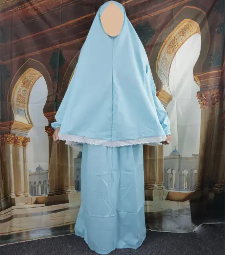  white lace prayer set - baby blue 