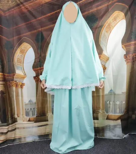  white lace prayer set - sky blue 
