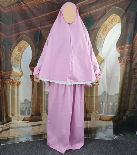  white lace prayer set - pink